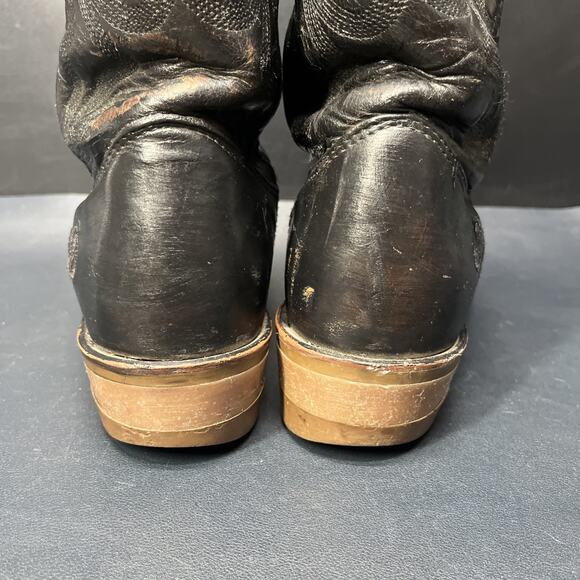 Vintage Double H Cowboy Boots Western Rockabilly Mens 8.5 D Black Leather main image 10